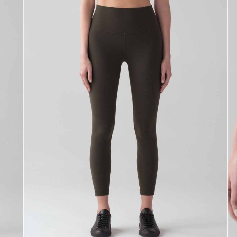 Lululemon Wunder Under Hi-Rise 7/8 Leggings in Dark Olive Sz 8 Excellent W5APNS